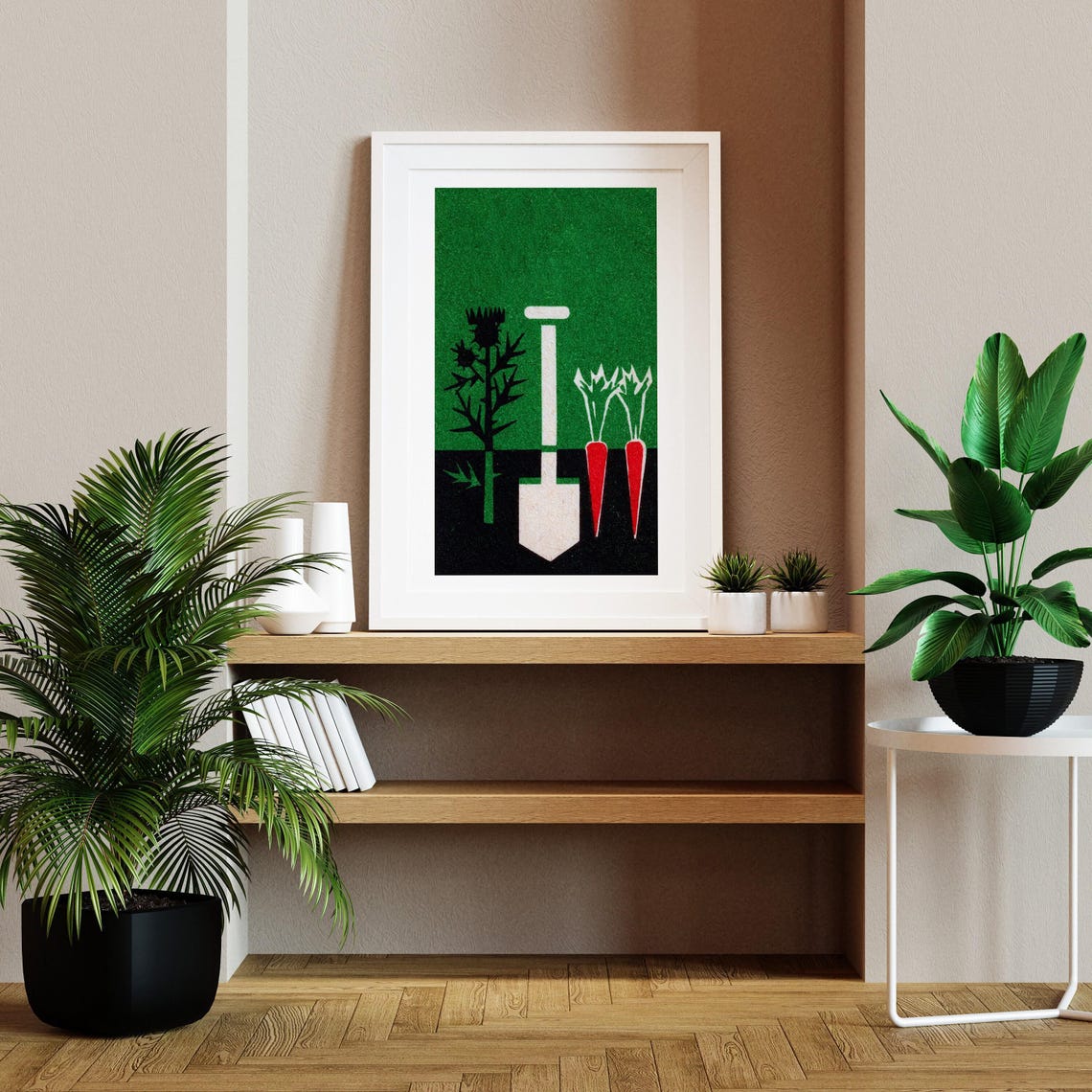 Garden Spade Carrots Thistle Green Vintage Matchbox Art Poster - Image 2