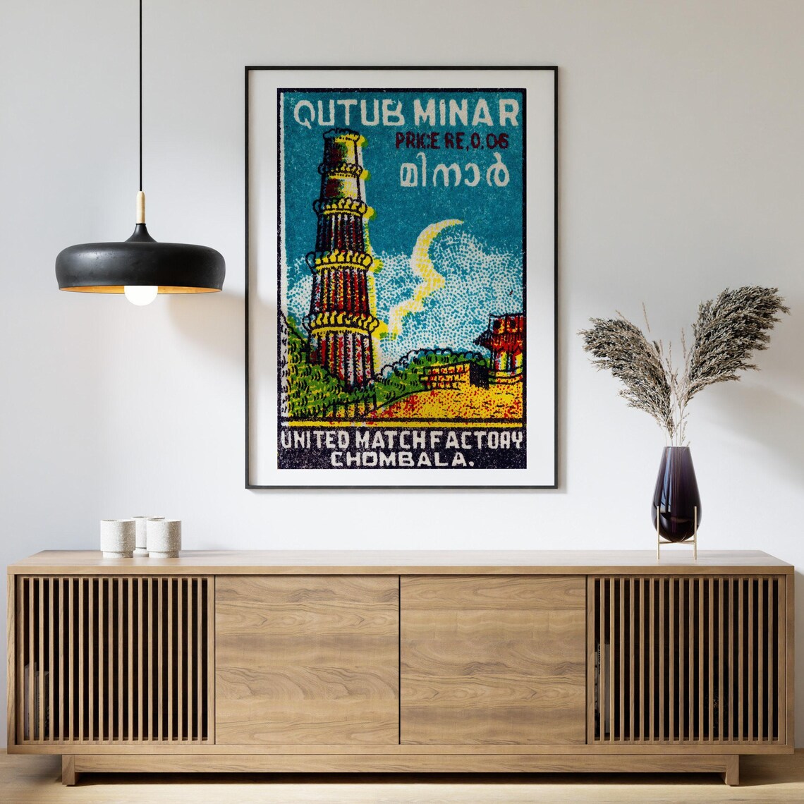 Qutub Minar Historic Tower Crescent Moon Vintage India Match Poster - Image 4