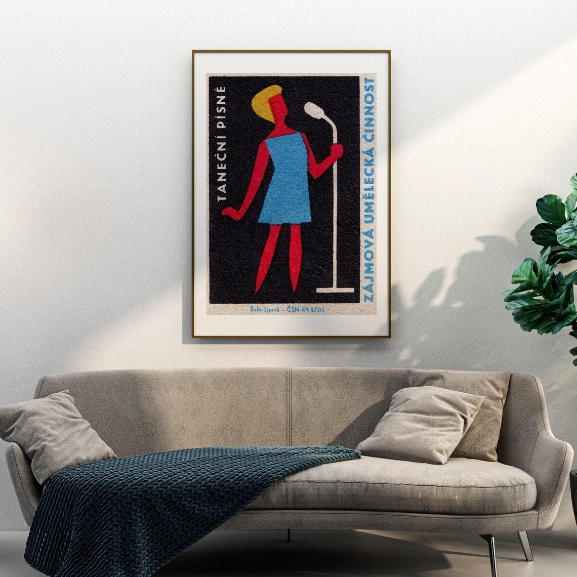 Woman Singing Matchbox Vintage Czech Poster Print - Image 3