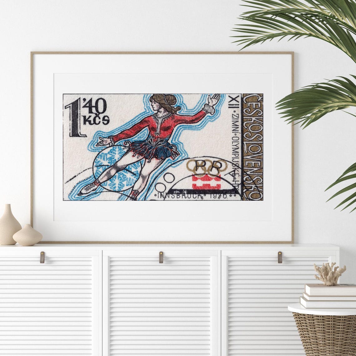 Innsbruck 1976 Winter Olympics Czech Figure Skater Stamp Art Poster - Image 2