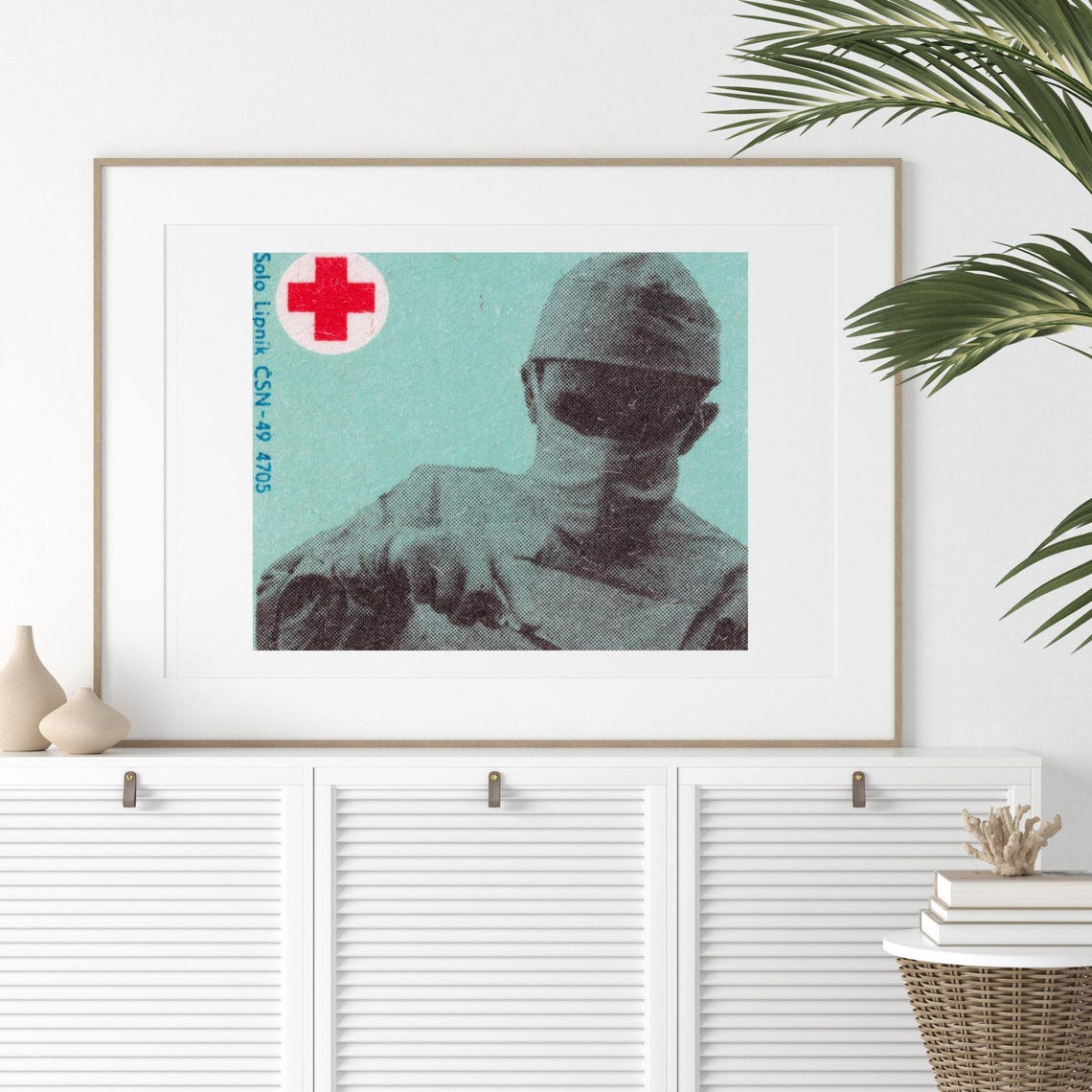 Surgeon At Work Red Cross Vintage Medical Czech Label Art Print - Image 2