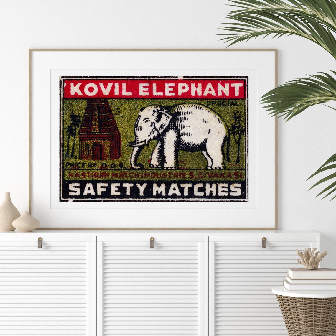 Kovil Elephant Special Indian Temple Elephant Vintage Matchbox Poster - Image 2