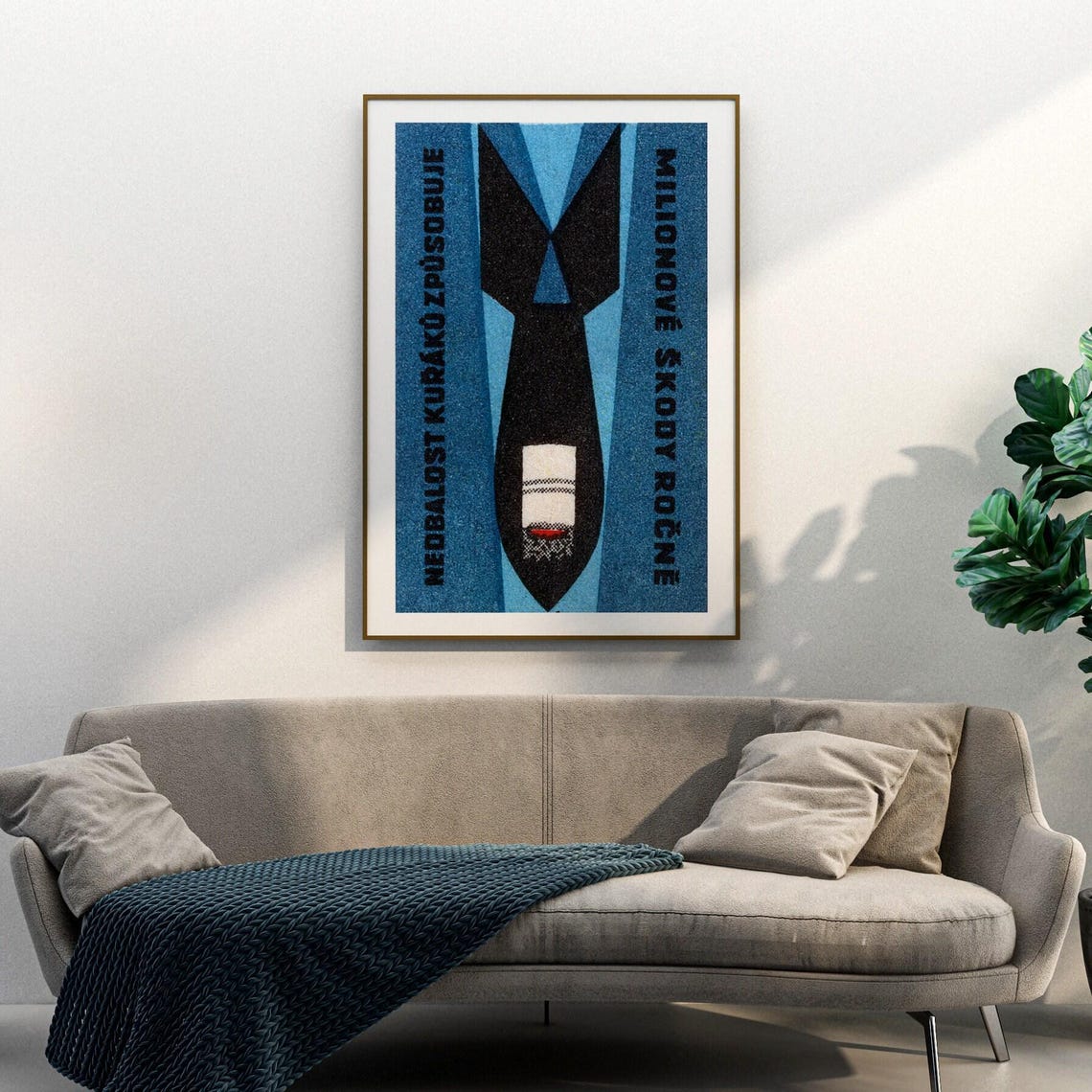 Anti Smoking Fire Safety Cigarette Bomb Czech Vintage Poster - Image 3