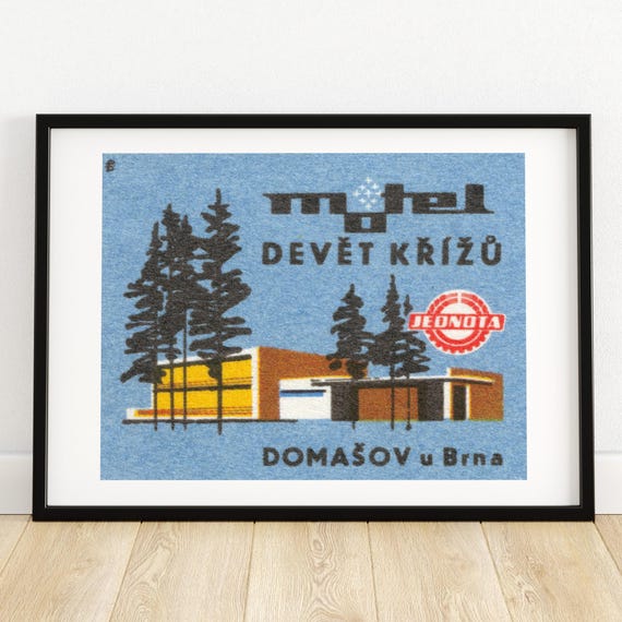 Modern Forest Motel Matchbox Print Aesthetic Wall Art Vintage Art Matchbox Wall Poster Vintage Poster Print