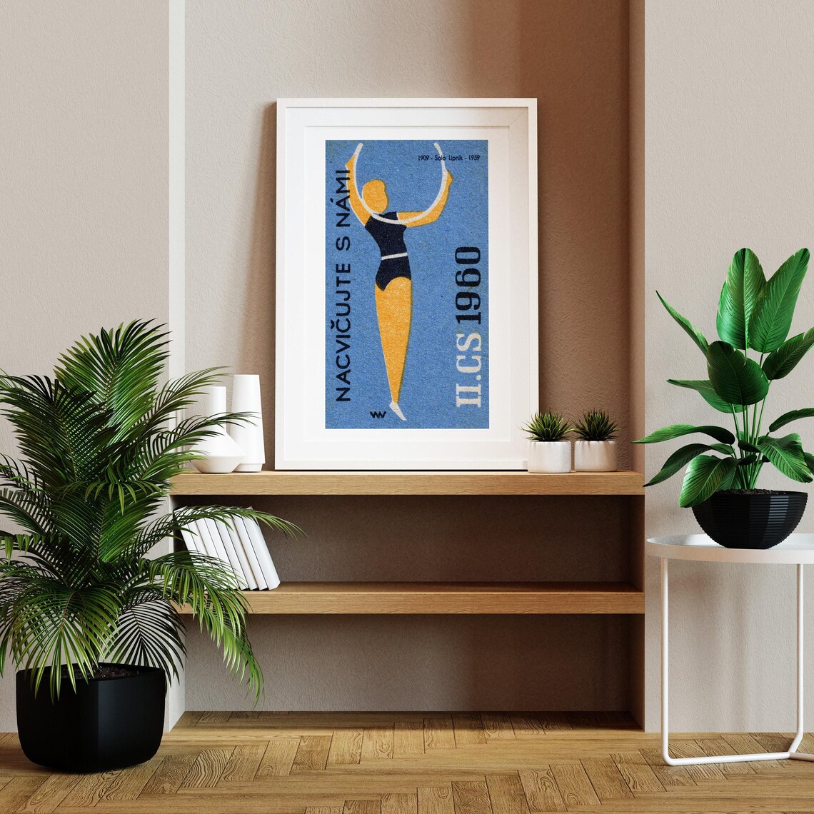 Rhythmic Gymnast Woman with Ribbons 1960 Czech Matchbox Poster - Image 2