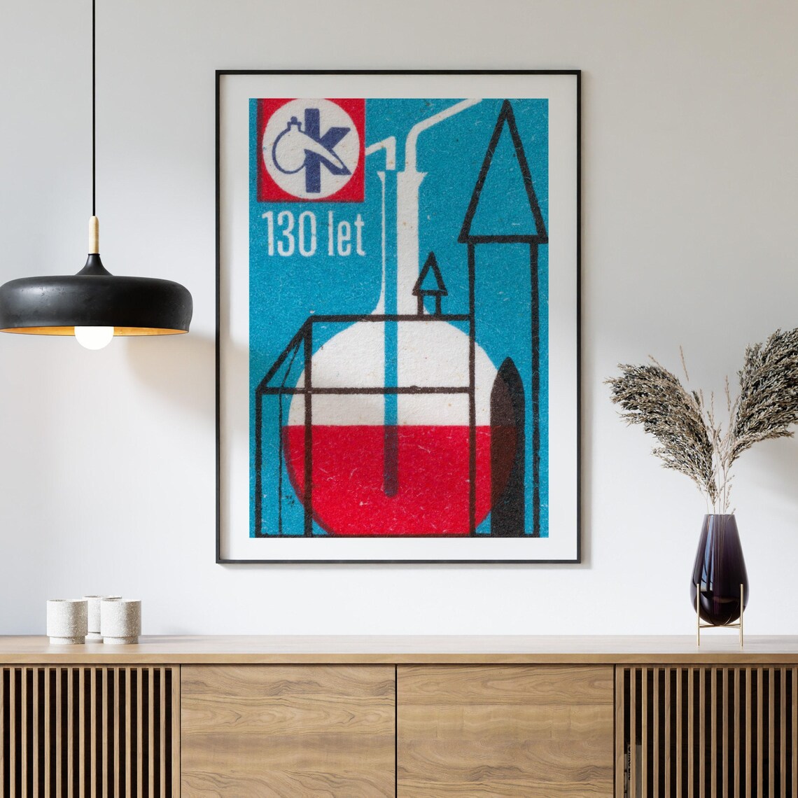 130 Let Czech Chemistry Anniversary Vintage Lab Flask Science Poster - Image 4