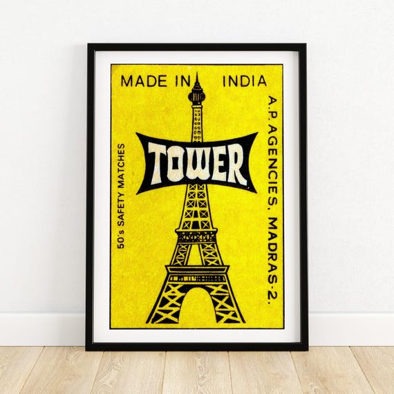Eifel Tower Matchbox Print Aesthetic Wall Art Vintage India Art Matchbox Wall Poster Vintage Poster Print