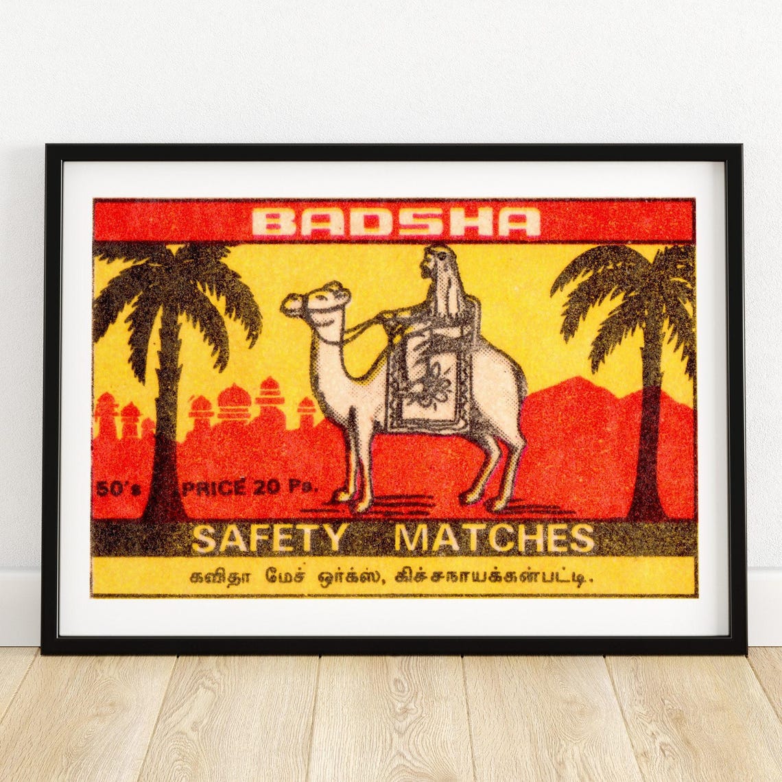 Badsha Camel Rider Safety Matches Indian Matchbox Label Poster