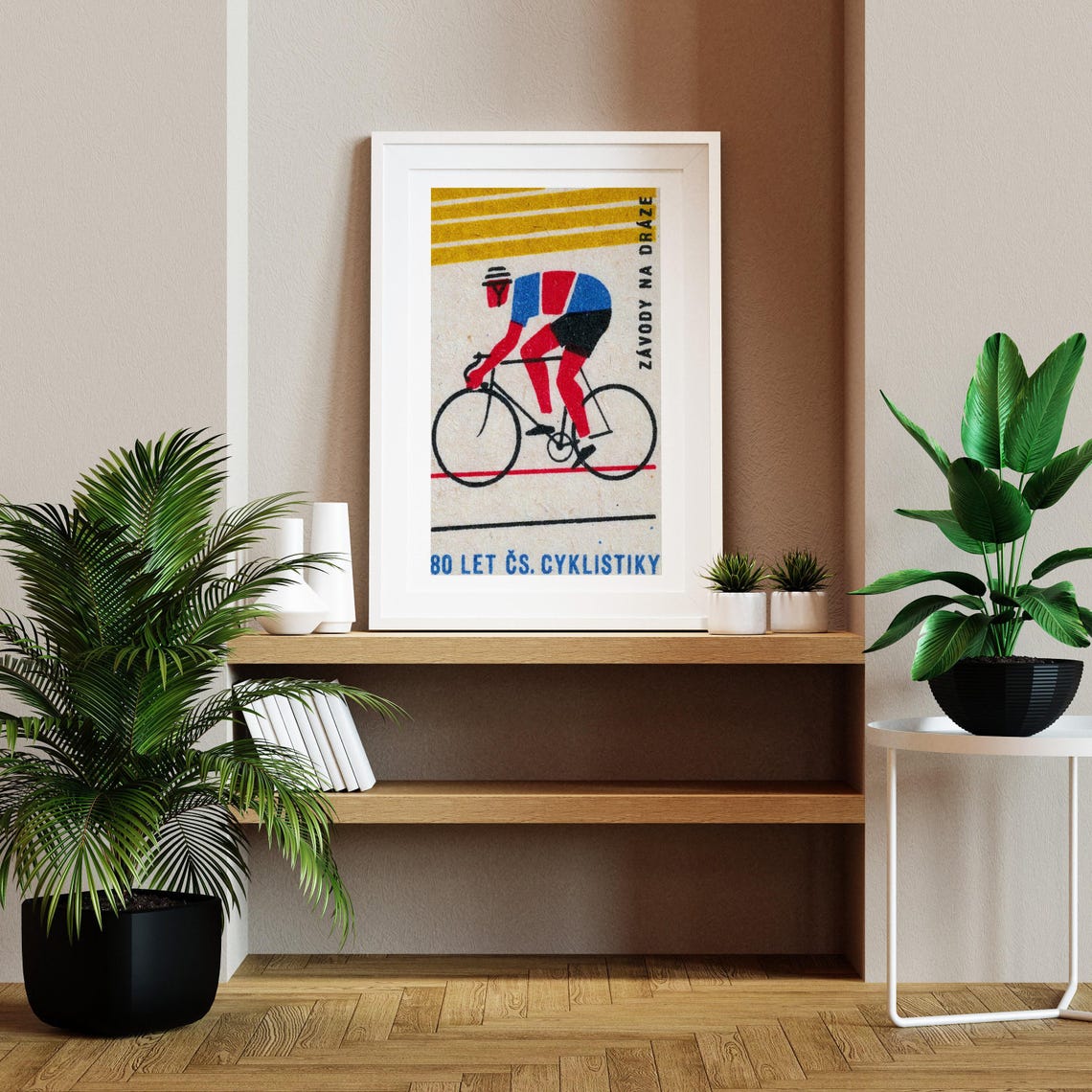 Track Cyclist 80 Years Czech Cycling Retro Matchbox Label Art Poster - Image 2