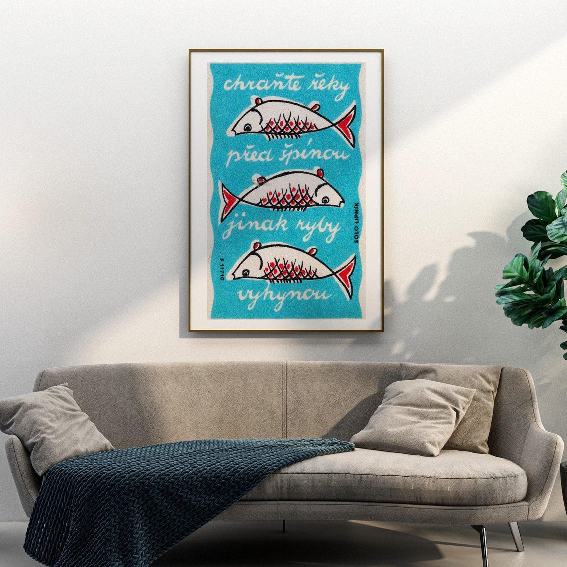 Protect Rivers Three Fishes Czech Conservation Matchbox Poster - Image 3