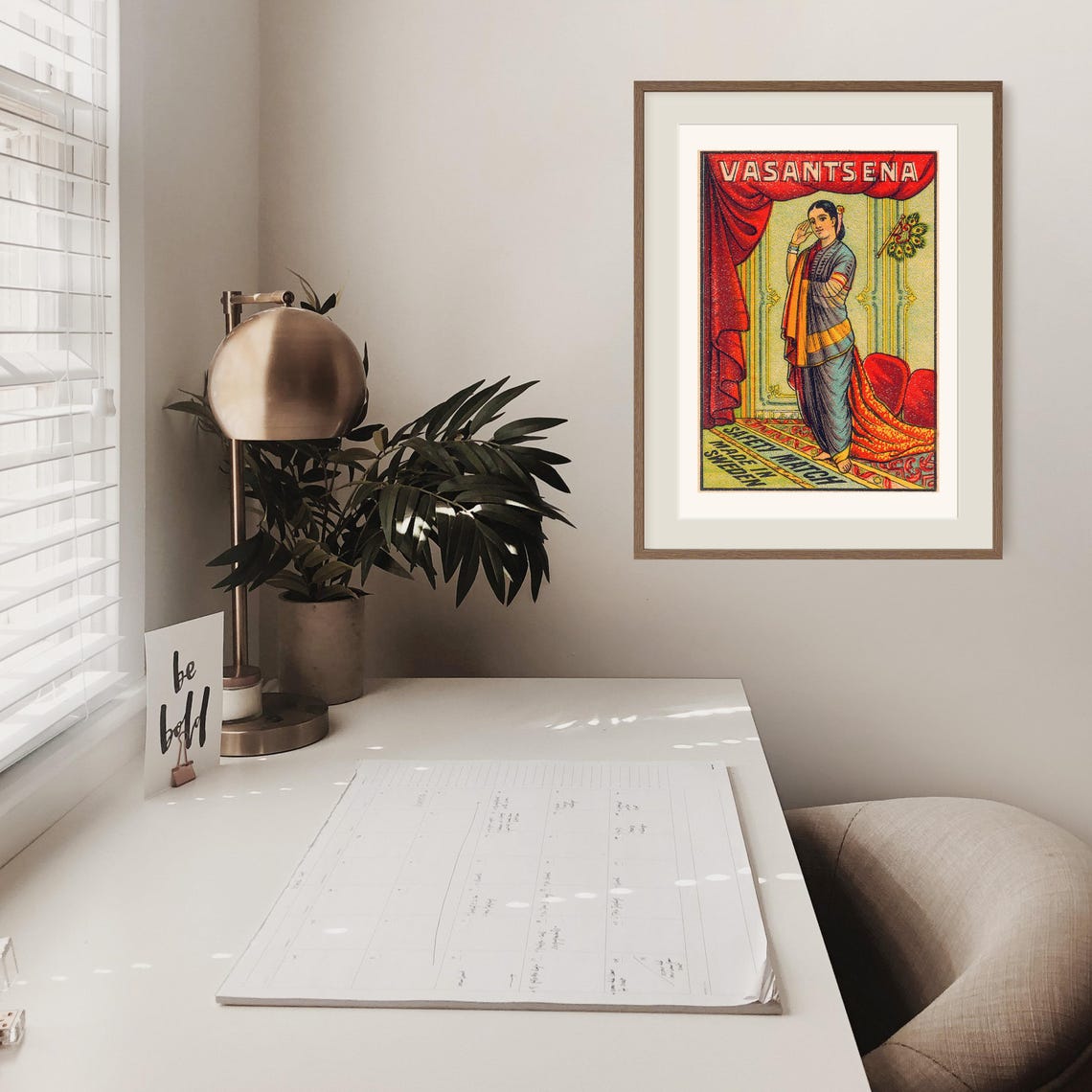 Vasantsena Indian Woman Vintage Swedish Safety Match Label Poster - Image 2