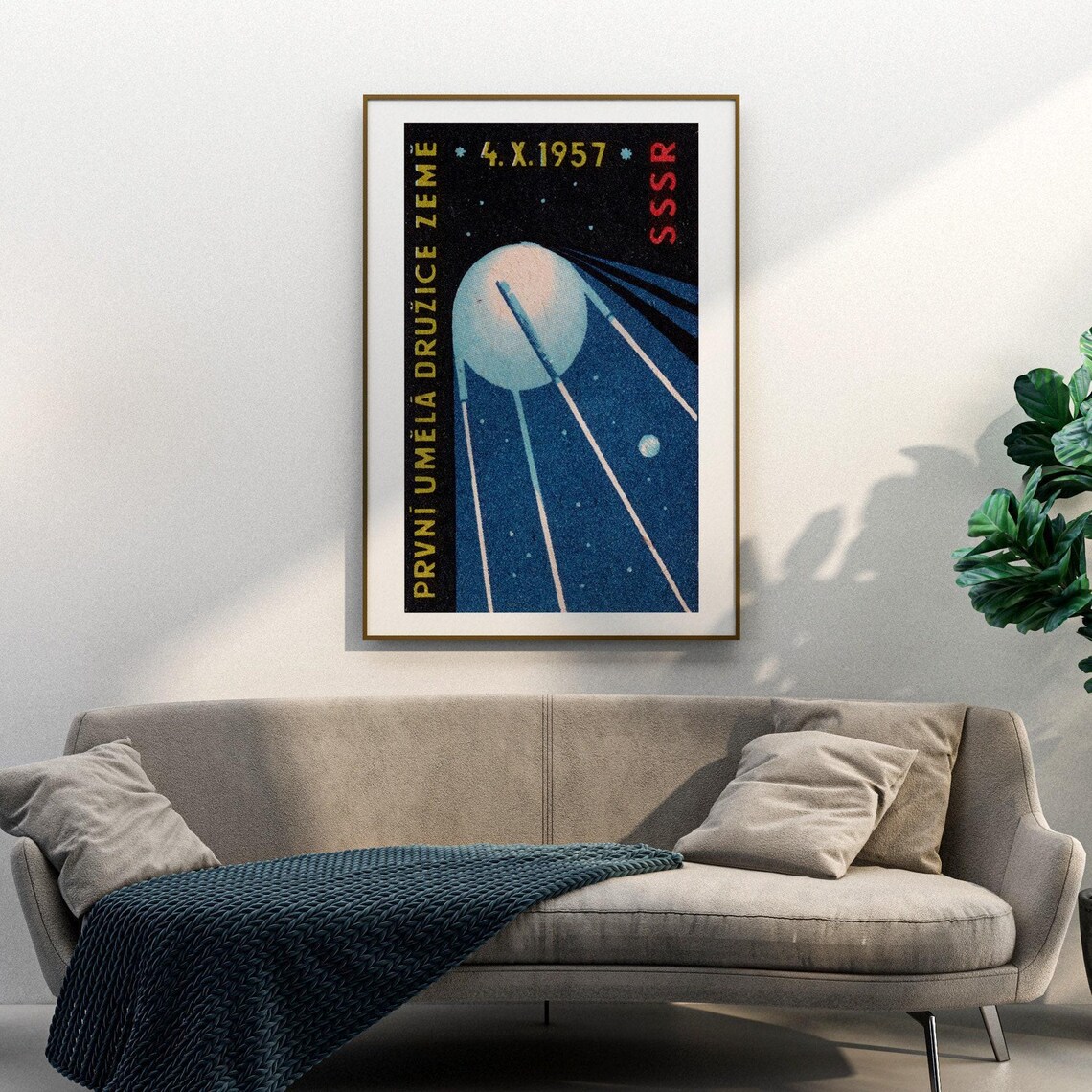 Sputnik 1957 Satellite in Space, Vintage Poster Print - Image 3
