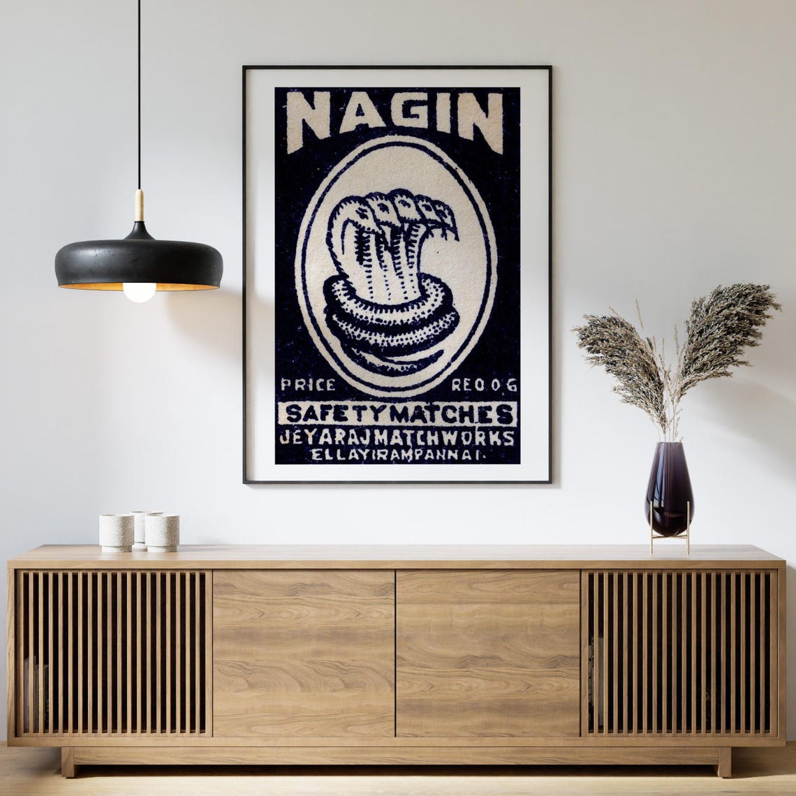 Nagin Five Headed Snake Indian Safety Matches Vintage Poster - Image 4