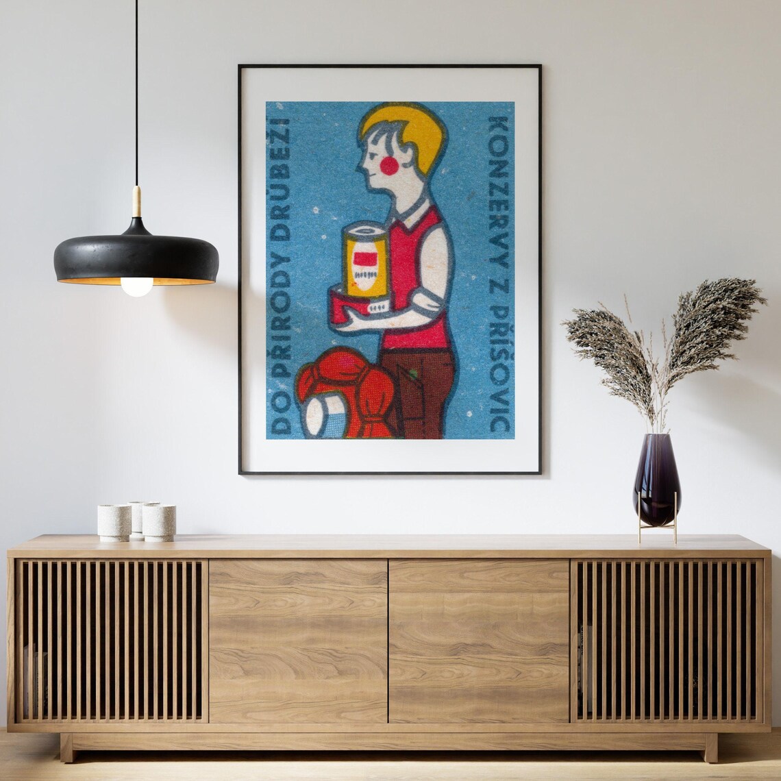 Boy With Cans Anti Litter Vintage Czech Matchbox Label Art Poster - Image 4