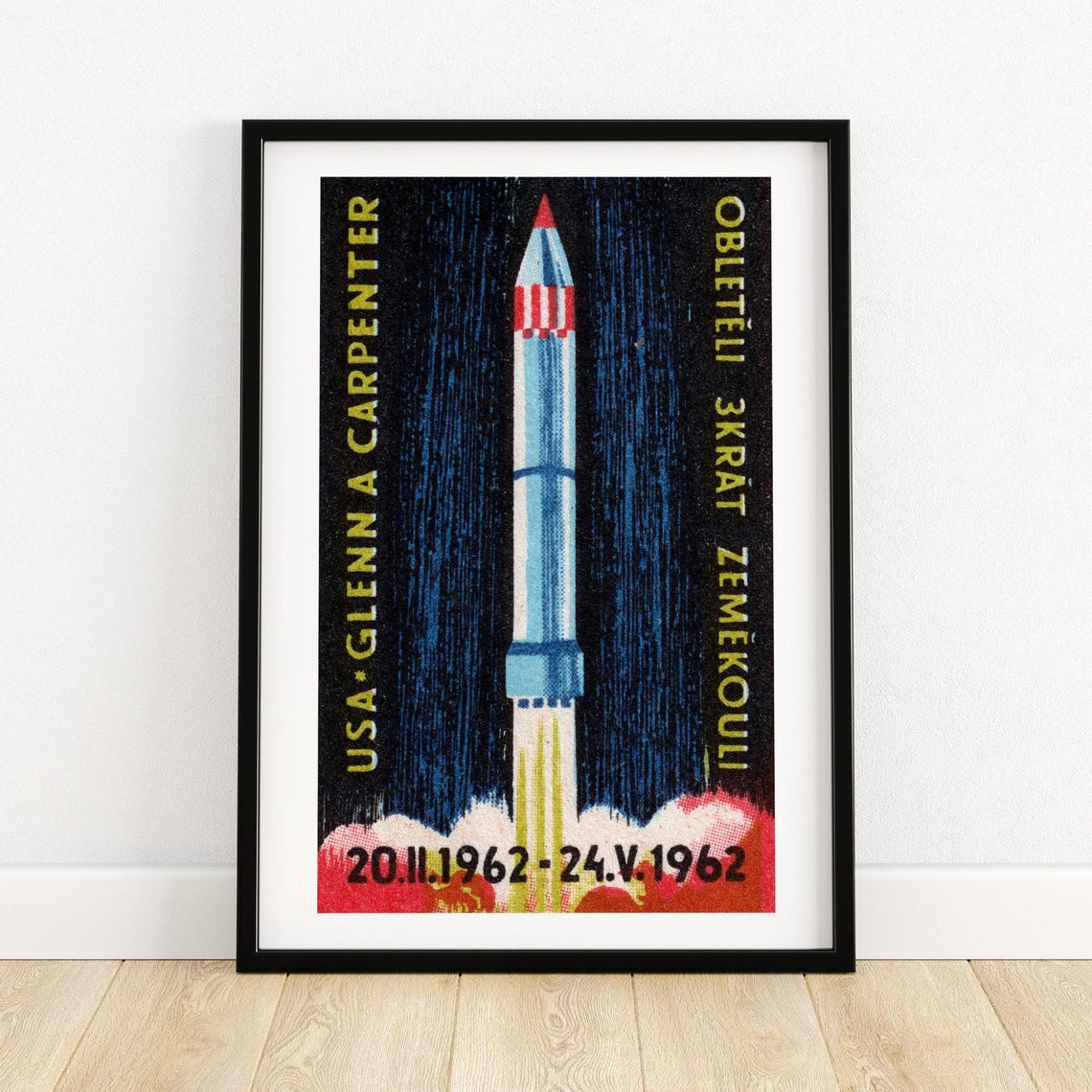 John Glenn Scott Carpenter 1962 Mercury Rocket Space Flight Poster