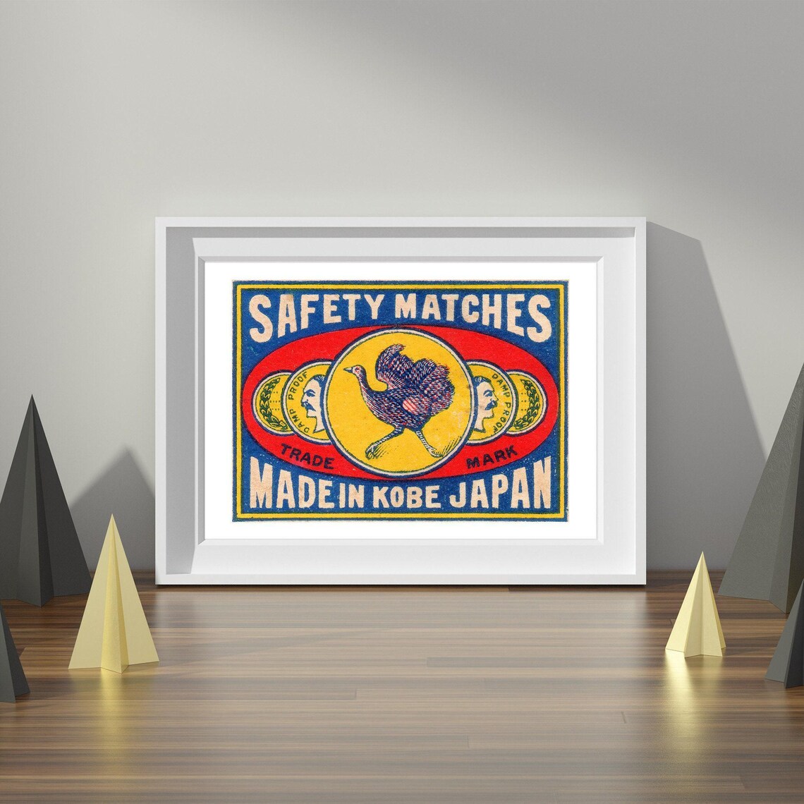 Made In Kobe Japan Safety Matches Running Bird Trade Mark Art Poster - Image 4