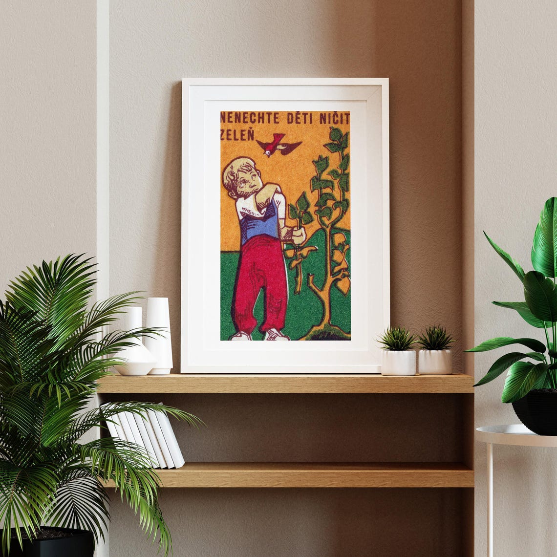 Do Not Let Children Destroy Greenery Boy Czech Matchbox Poster - Image 2