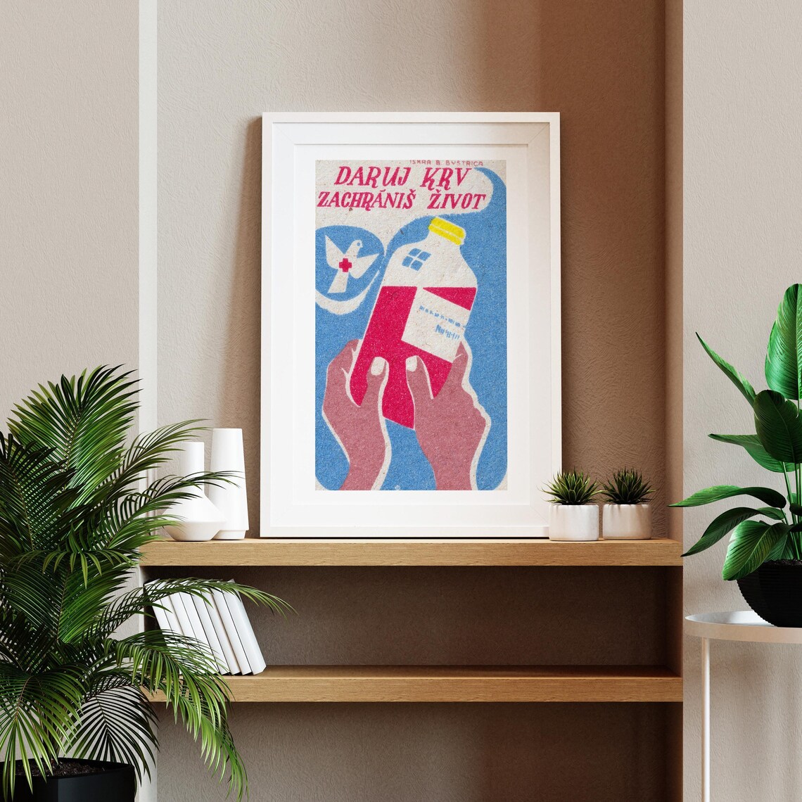 Daruj Krv Zachranis Zivot Blood Donation Vintage Slovak Label Print - Image 2