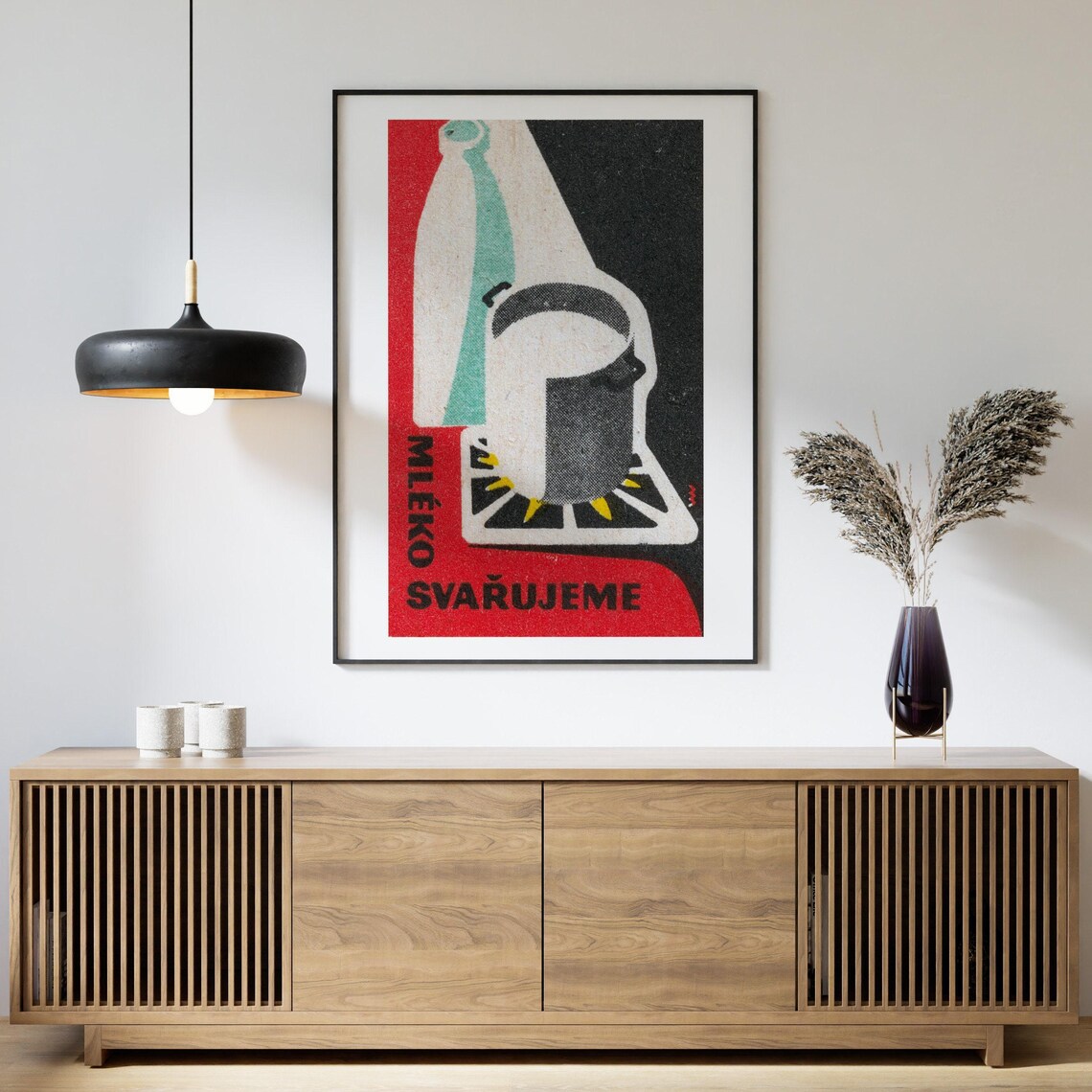 Czech Milk Safety Vintage Bottle Pot Retro Kitchen Art Poster - Image 4