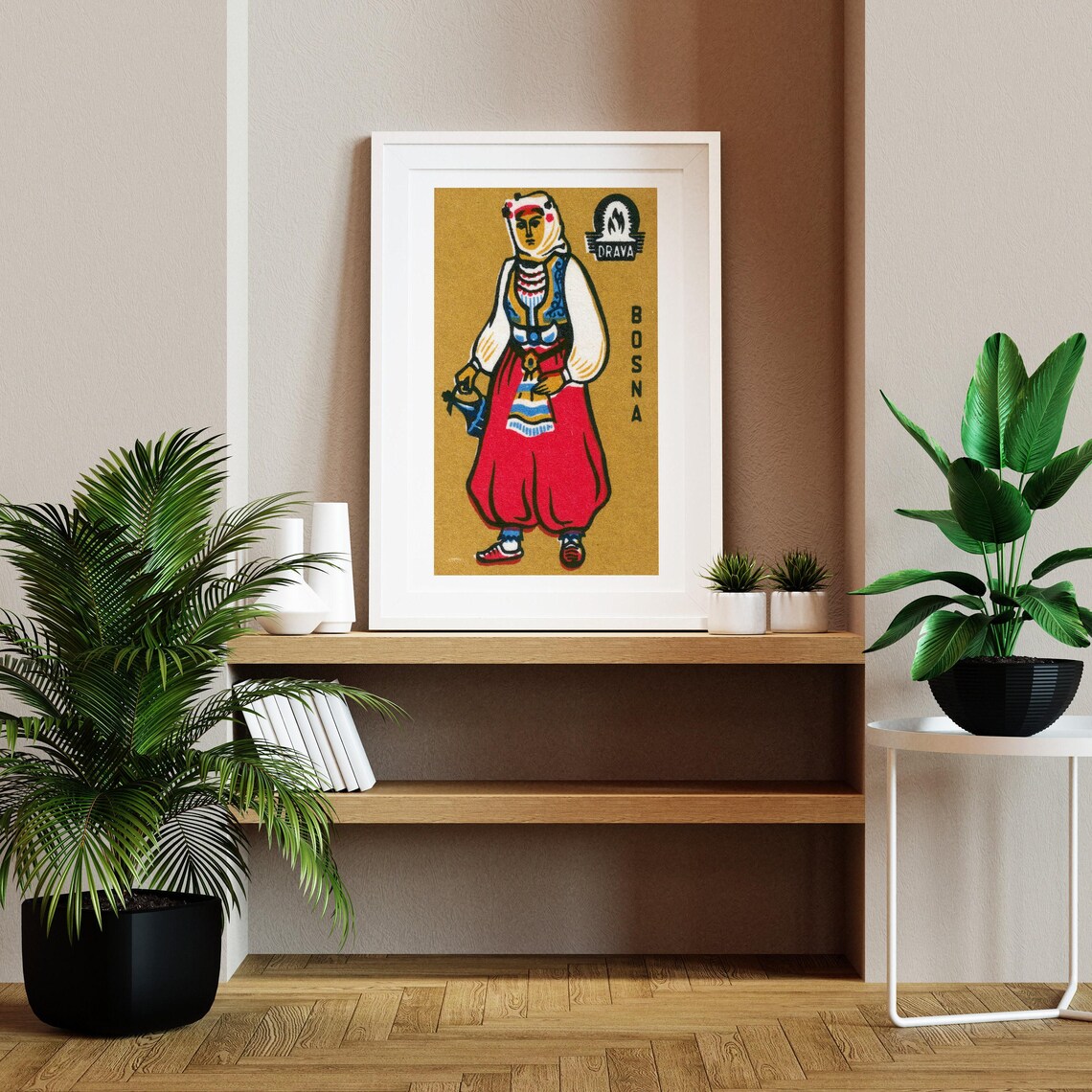 Bosnian Woman Matchbox Vintage Eastern Europe Print - Image 2