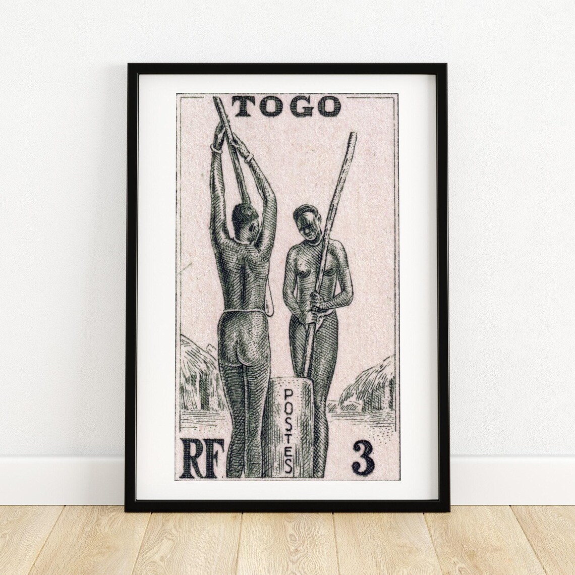 Togo RF Postes Village Women With Mortar Vintage Stamp Art Poster