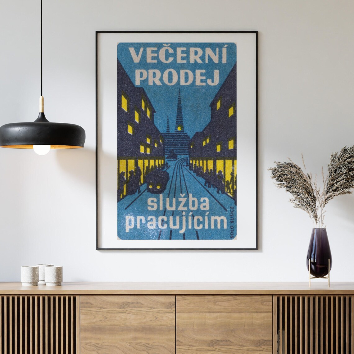 Vecerni Prodej Night City Street Evening Sale Workers Czech Poster - Image 4