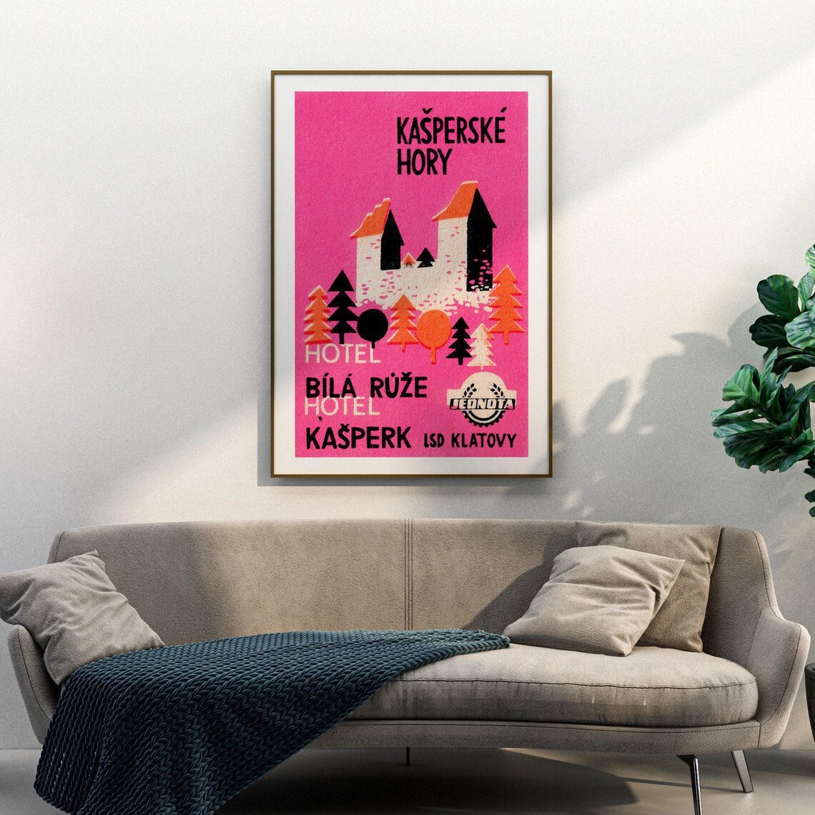 Kasperske Hory Hotel Bila Ruze Castle Czech Vintage Travel Poster - Image 3