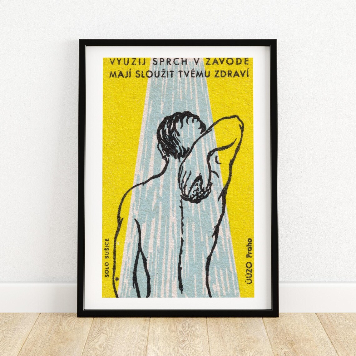 Showering Serves Your Health, Vintage Czech Poster Print