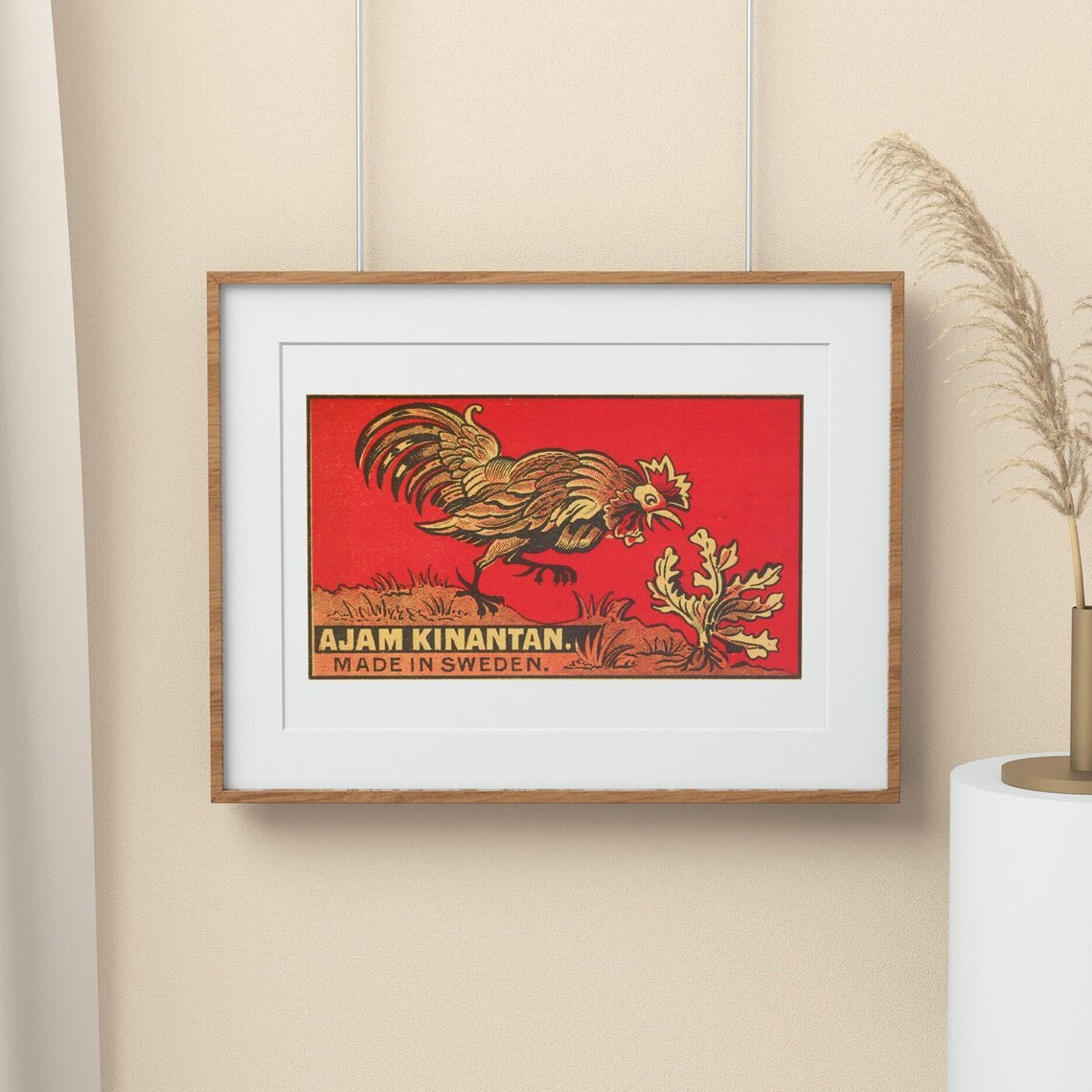 Ajam Kinantan Fighting Rooster Vintage Matchbox Label Art Poster - Image 2