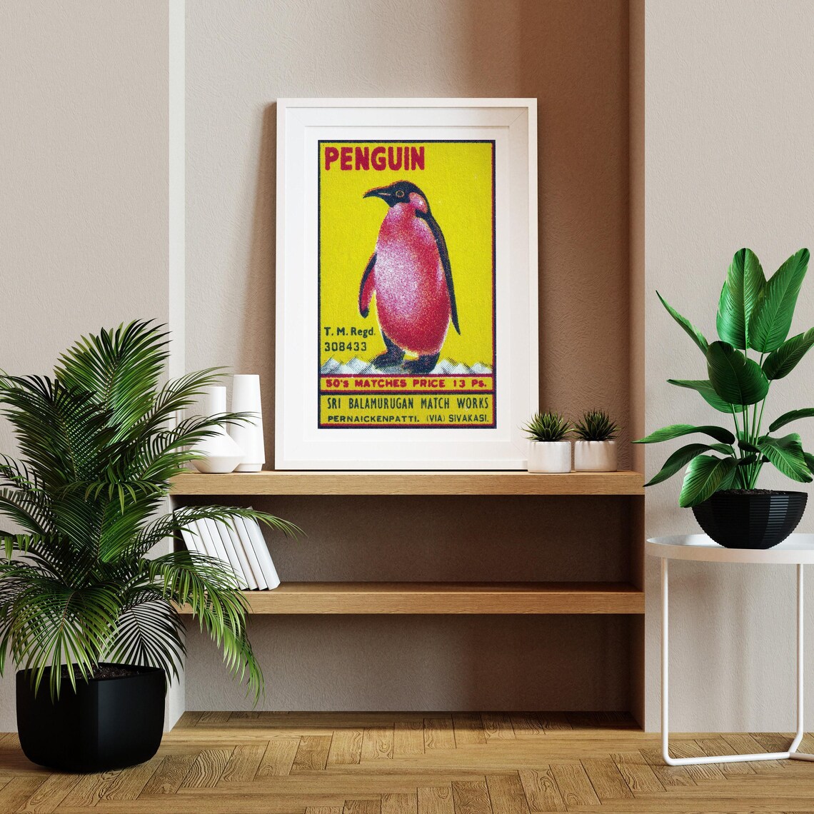 Penguin Yellow Indian Safety Matches Sivakasi Vintage Poster - Image 2