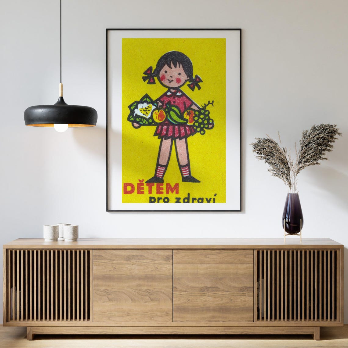 Czech Fruit for Children Vintage Girl Yellow Retro Art Poster - Image 4
