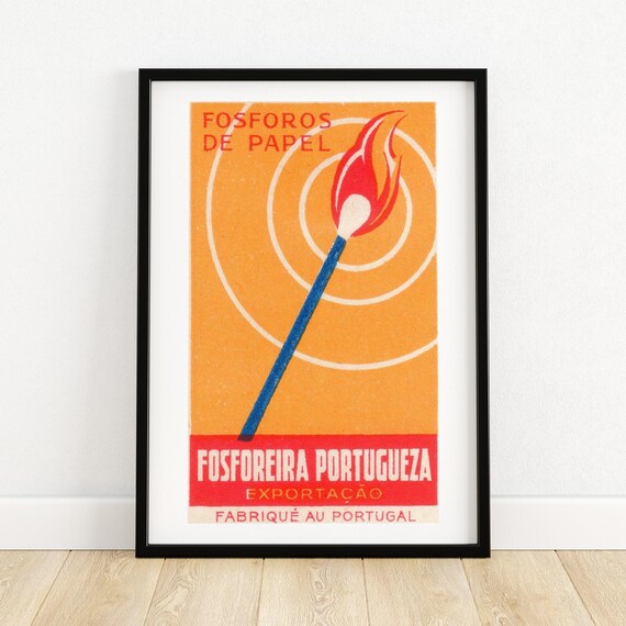 Mid Century Modern Art Print Portuguese Matchbox Design Vintage Graphic Wall Decor Bold Retro Style Gift For Collectors A4