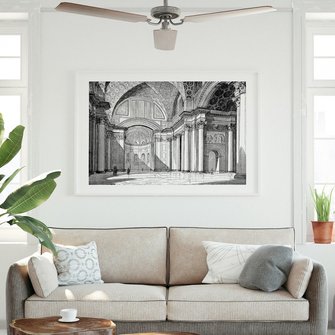Santa Maria Degli Angeli Rome Grand Church Interior Vintage Poster - Image 3