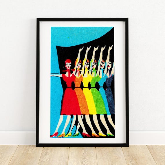 Rainbow Pride Dancers Matchbox Print Aesthetic Wall Art Vintage Eastern Europe Art Lgbtqi Wall Poster Vintage Poster Print