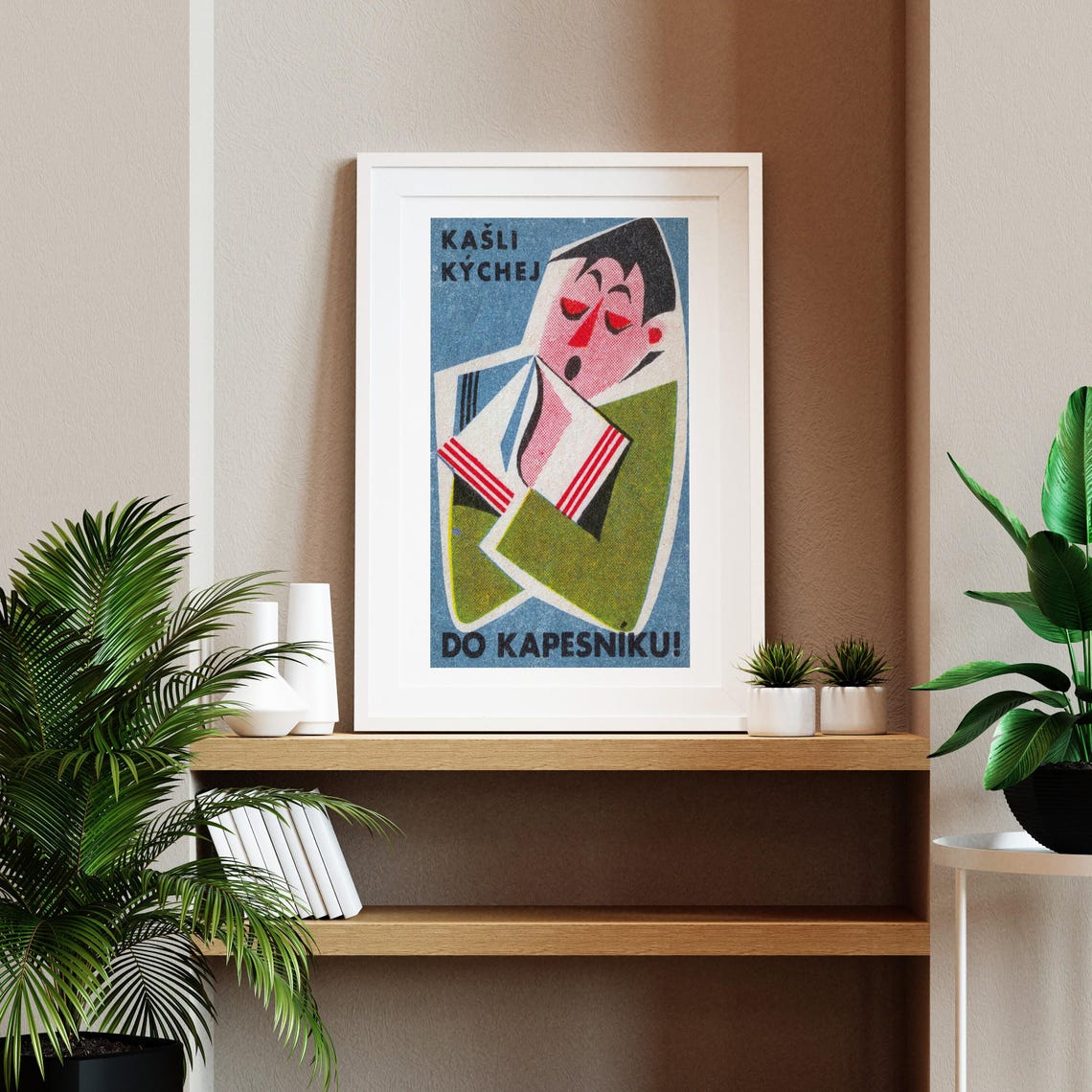 Cough Sneeze Into Your Handkerchief Retro Czech Matchbox Poster - Image 2