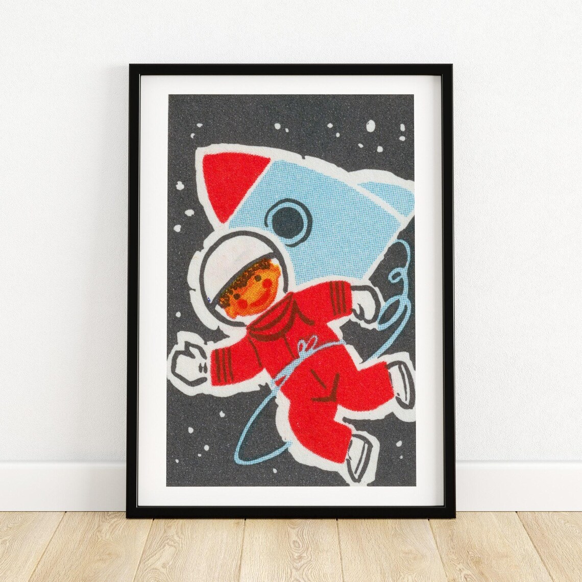 Child Astronaut Matchbox Print, Vintage Poster Art