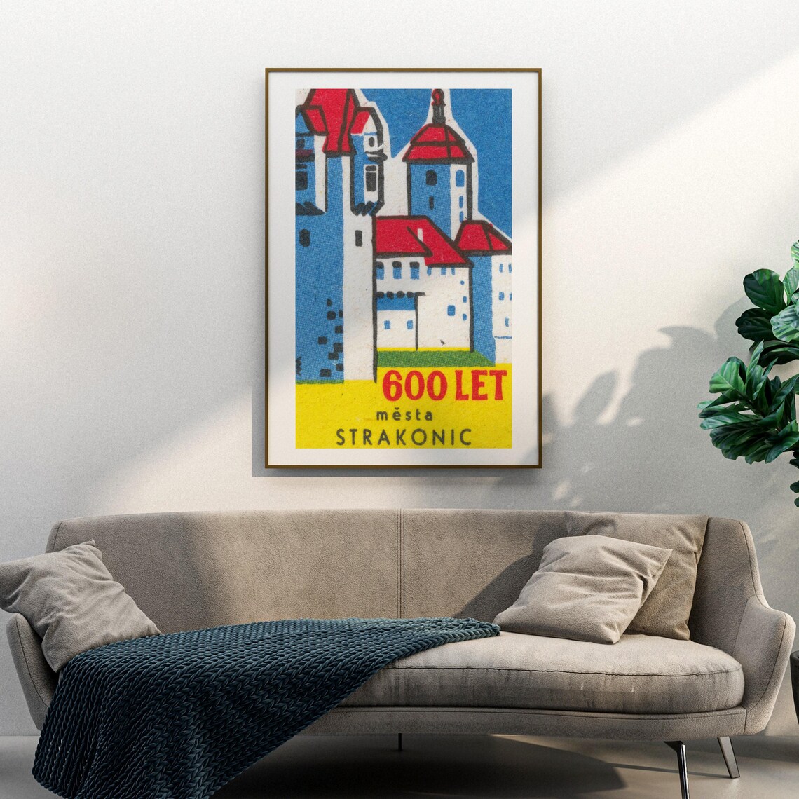Strakonice 600 Years Castle Red Roofs Czech Vintage Label Art Print - Image 3