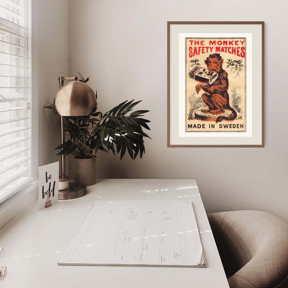 The Monkey Safety Matches Swedish Monkey Matchbox Vintage Animal Poster - Image 2