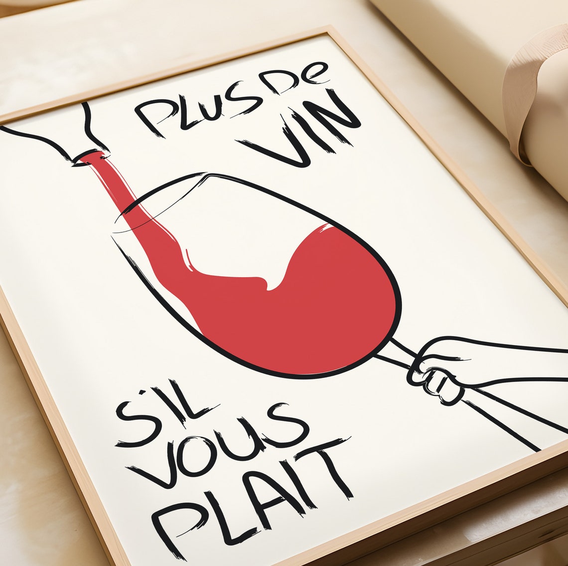 Plus De Vin French Red Wine Glass Funny Retro Bar Decor Poster - Image 3