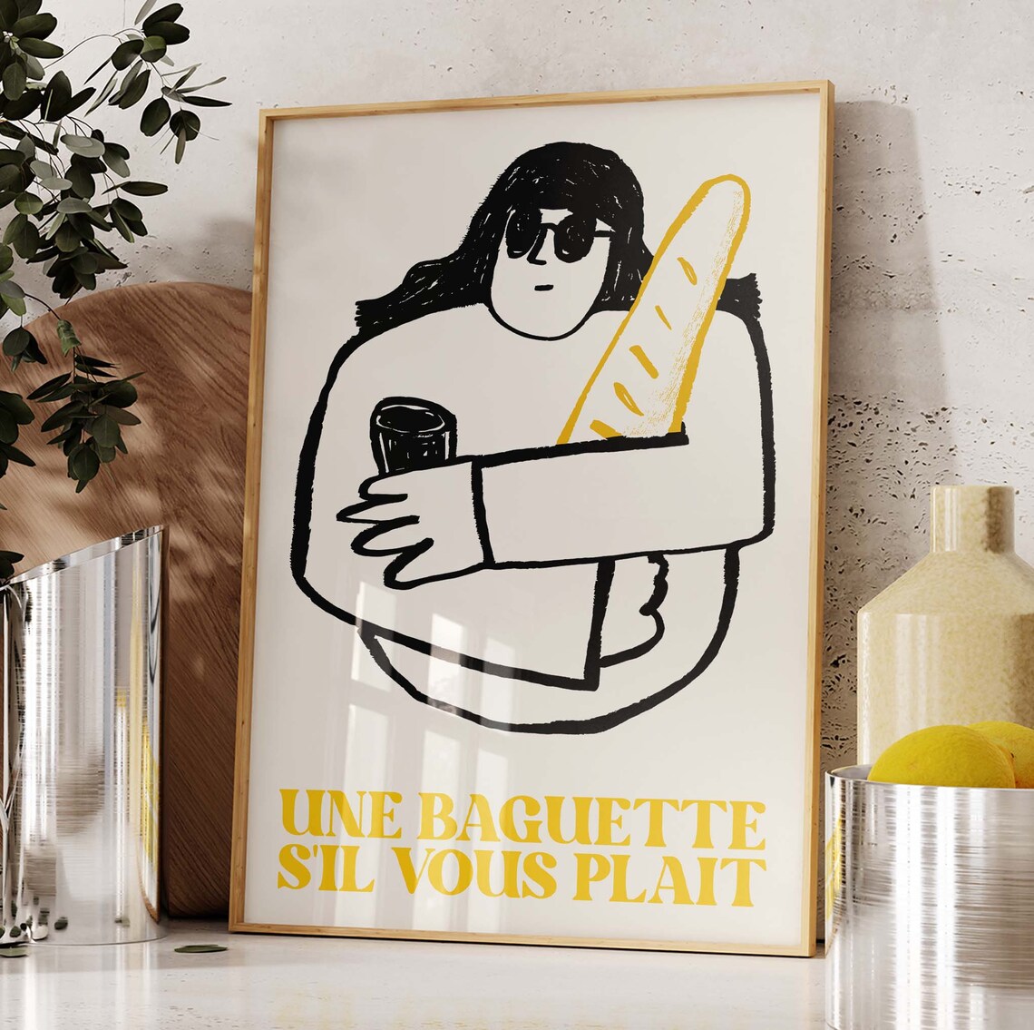 French Baguette Art Print, Mid-Century Kitchen Style - Image 3