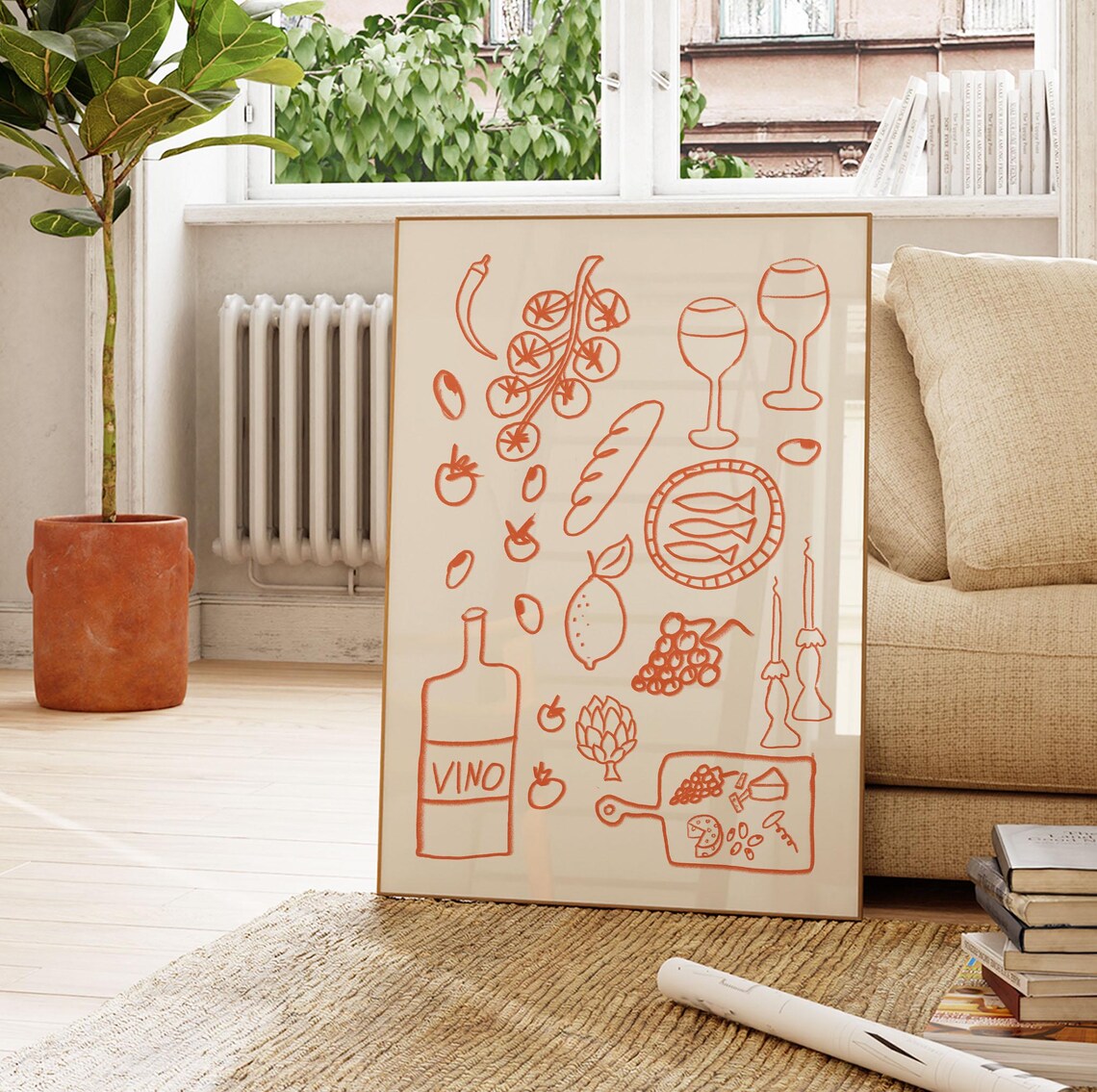Retro Dinner Table, Maximalist Kitchen Art Print - Image 2