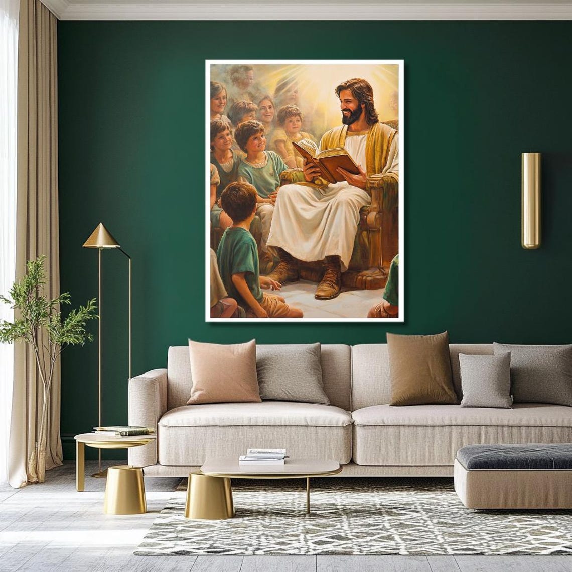 Jesus Reading From a Book to a Gathering of Attentive Children Poster - Image 3