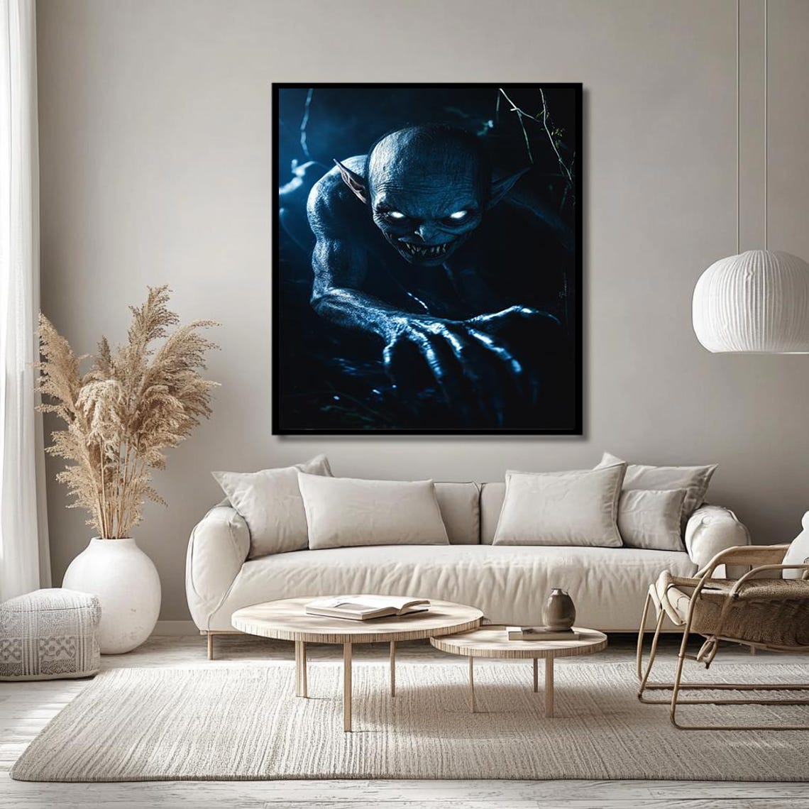 Dark Fantasy Throne Art Mysterious Wizard In Shadowy Realm Monochrome Epic Wall Decor For Fantasy And Gothic Interiors - Image 2
