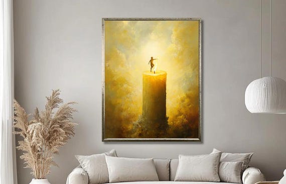 Golden Moon Over Serene Lake Wall Art Tranquil Night Landscape With Tree And Boat Large Moonlit Nature Decor