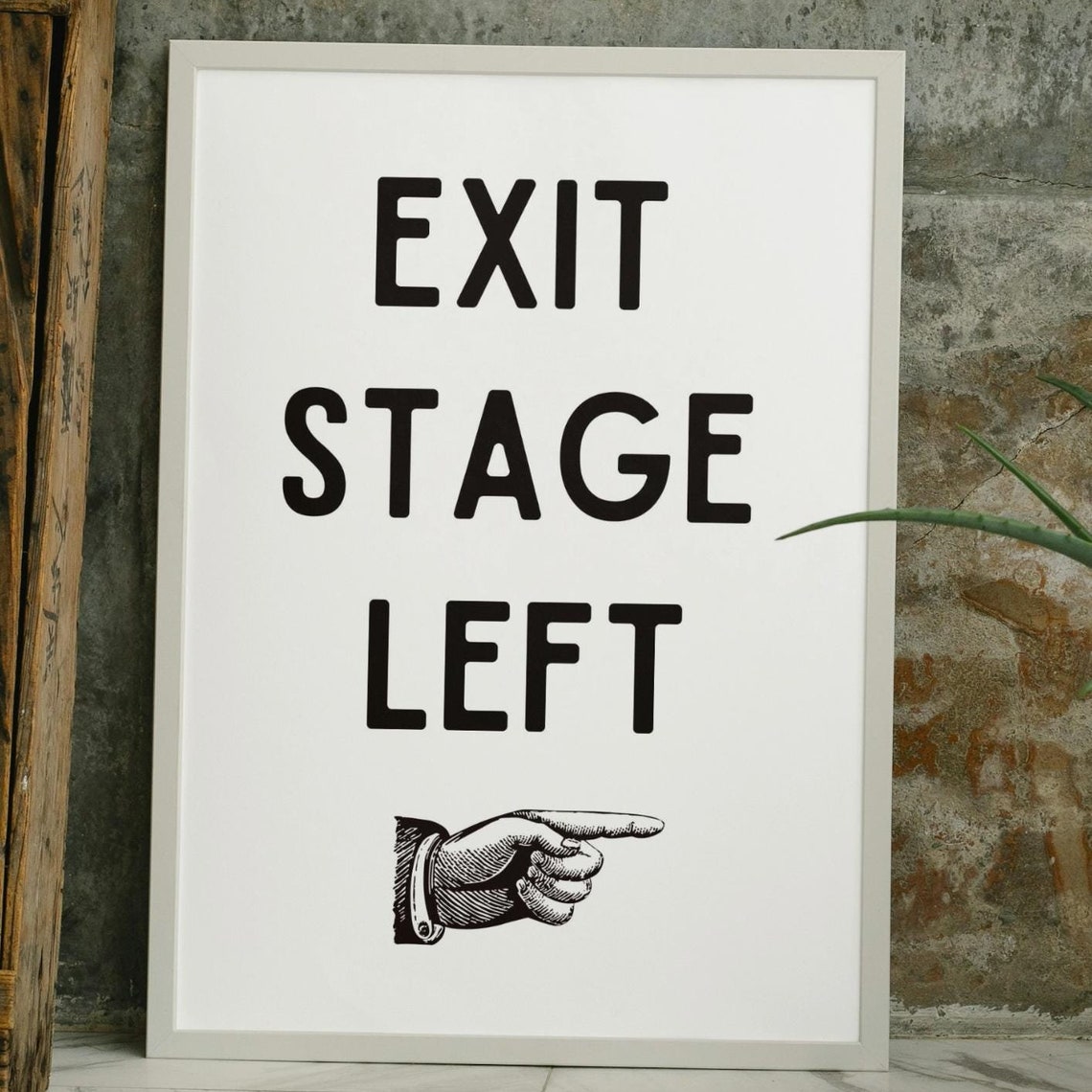 Exit Stage Left Vintage Pointing Hand Theater Sign Wall Poster