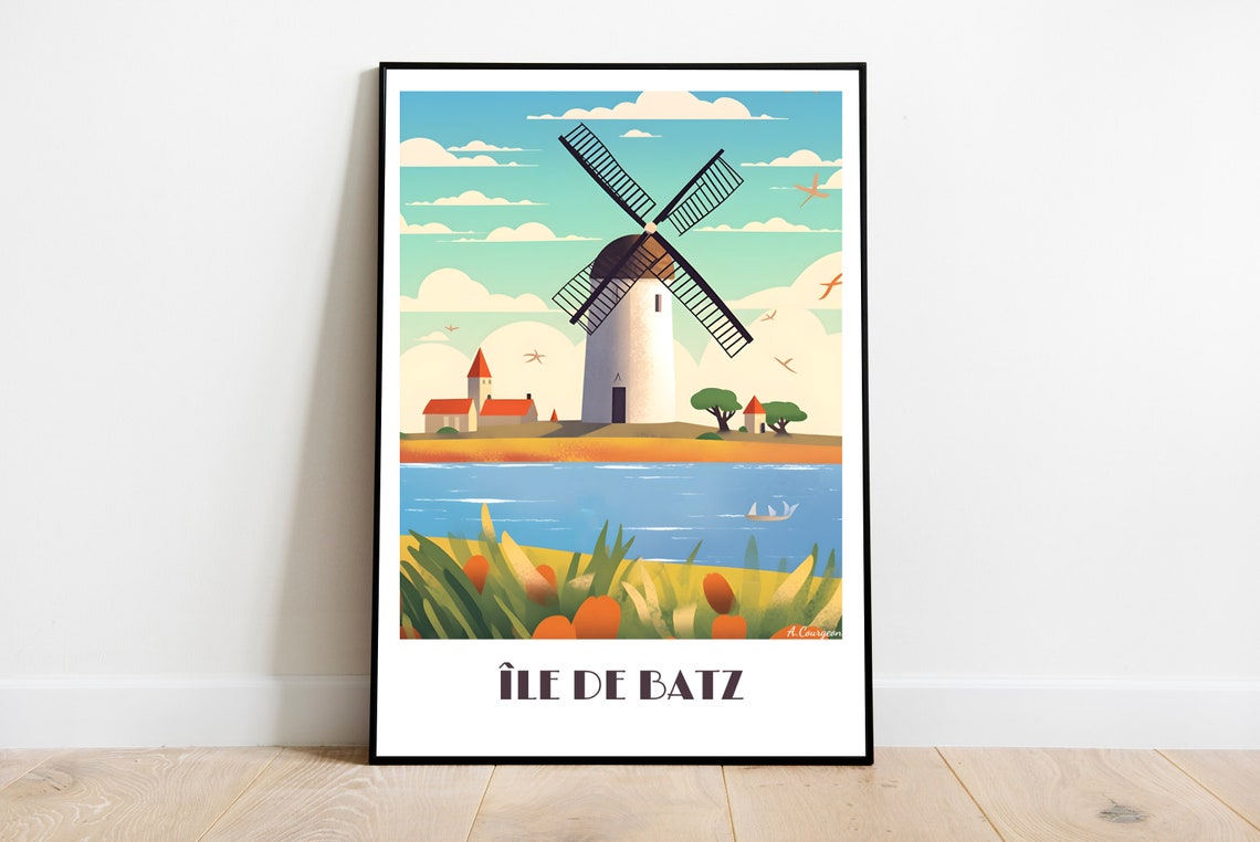 Handmade Batz Island Travel Poster For Vintage Art Lovers Brittany Gift Wall Decoration Print Personalized Custom
