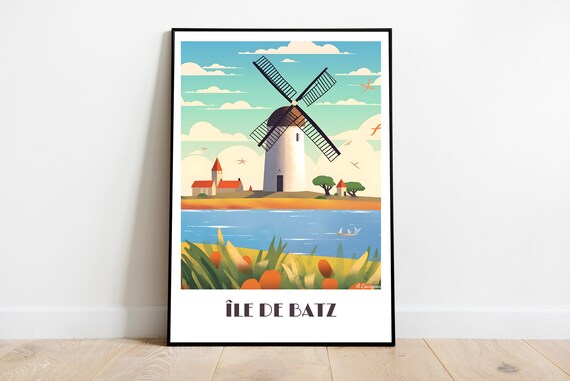 Handmade Batz Island Travel Poster For Vintage Art Lovers Brittany Gift Wall Decoration Print Personalized Custom