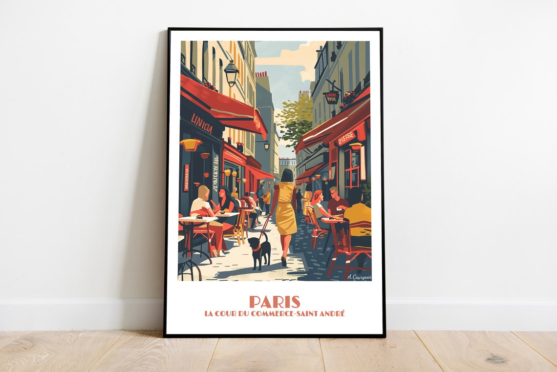 Handmade Paris Poster Wall Art Retro Travel Framed Birthday Home Made Decor Gift Vector Illustration Print Painting Custom Text