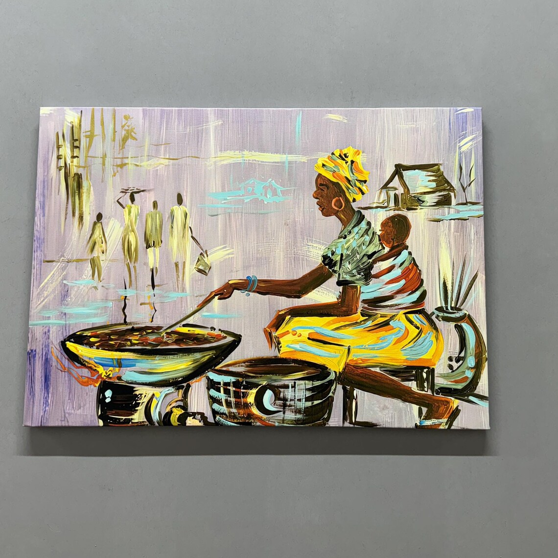 African Mother Cooking, Authentic Nigerian Art Print