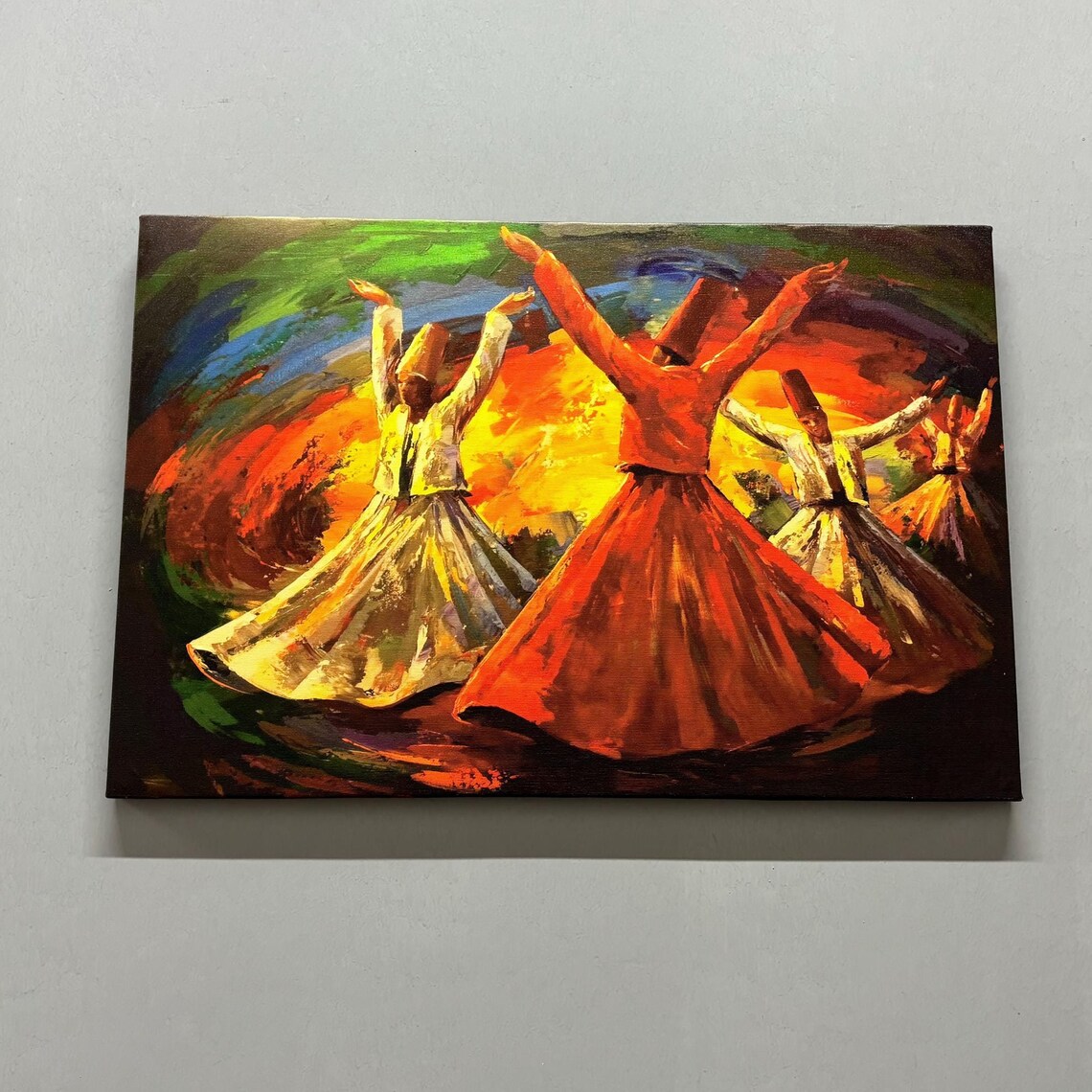 Whirling Dervish Abstract Painting, Muslim Wall Art